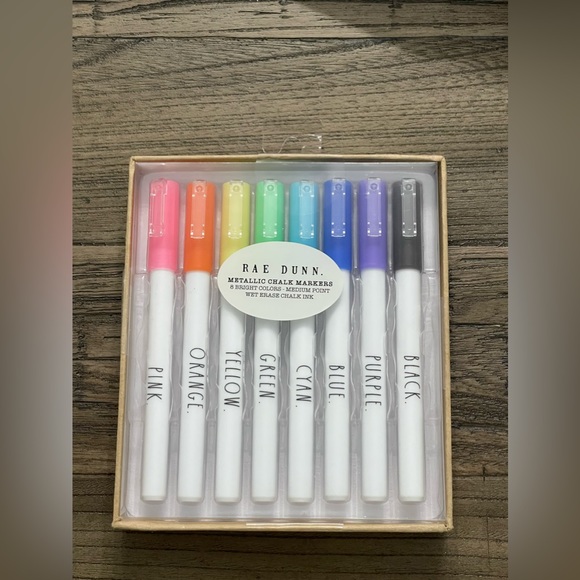 NEW Rae Dunn Medium Point Metallic Chalk Markers - 8 Bright Colors - Picture 1 of 5